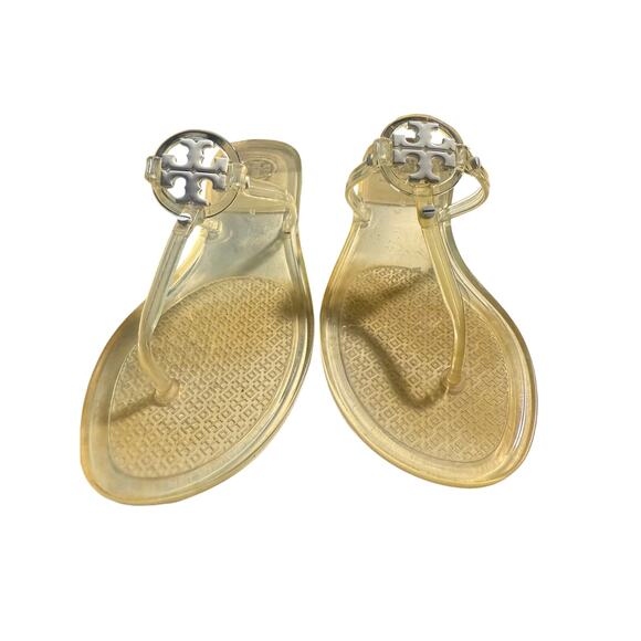 Tory Burch Miller Jelly Thong Sandals, PVC Style With White Medallion, Size 8 - Picture 6 of 6